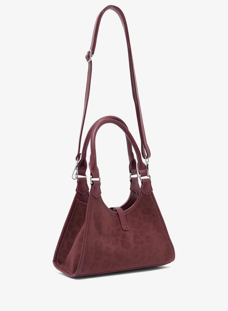 ELLA Leopard Print With Silver Buckle Detail Shoulder Bag